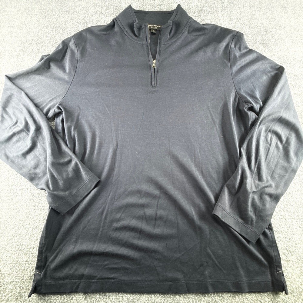 Banana Republic Mens Luxury Touch Performance Quarter Zip Pullover Black Large